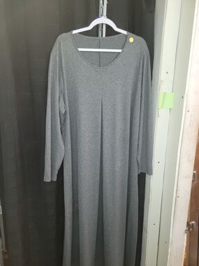 Women's Gray Long Sleeve Maxi Dress with Subtle Sheen